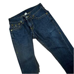 True Religion Ricky Jean Men 29x27 Relaxed Straight Denim Pocket Big T Flap Y2K